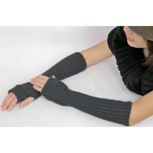2016 Korea trend thick long Knitted Fingerless Gloves Arm Warmers 24pairs/lot mixed colors #3896