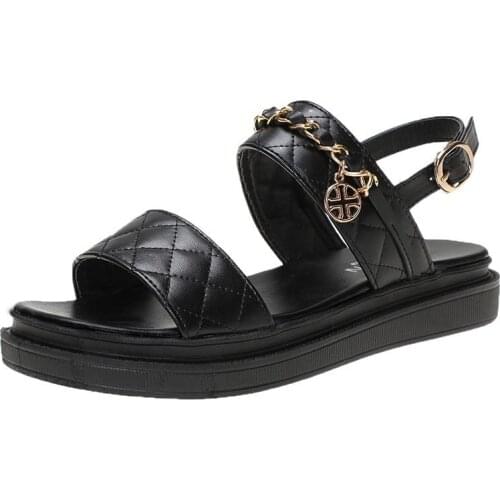 2021 Summer New Rhombus Pattern Slippers Woman Round Head Open Toe White Indoor Shoes Women Home Fashion Black Slides for House