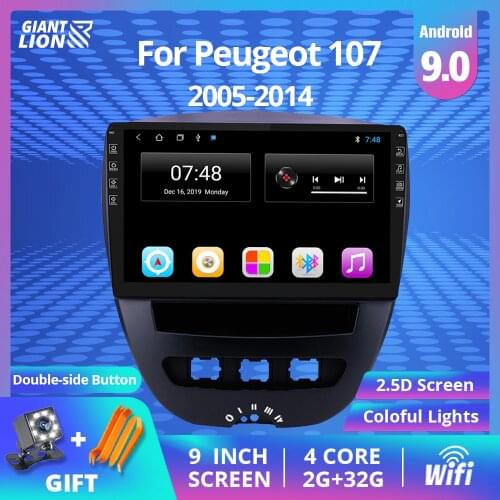 2DIN Android 9.0 Car Multimedia Video Player For Peugeot 107 Toyota Aygo Citroen C1 2005-2014 Car Radio Stereo GPS Navigation BT