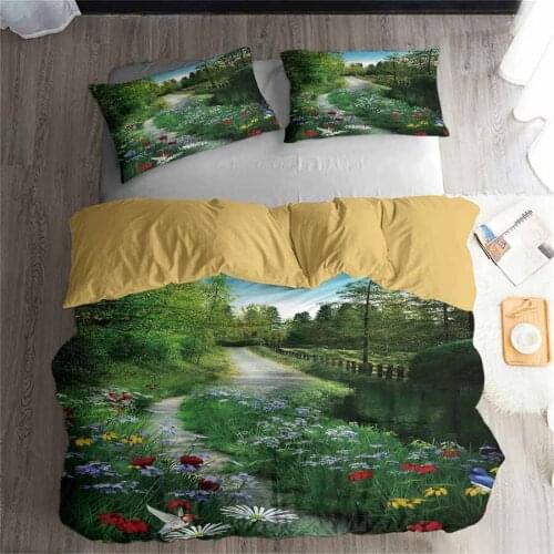 HELENGILI 3D Bedding Set Forest Dreamland Print Duvet Cover Set Bedclothes with Pillowcase Bed Set Home Textiles #MJSL-24