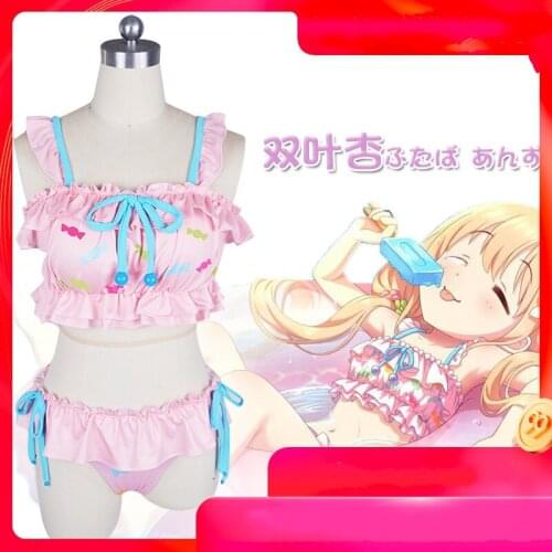 Anime CINDERELLA GIRLS Futaba Anzu Cosplay Bikini Swimwear Suit Tube Tops Underwear Anime Costumes