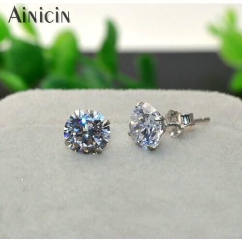 Zircon Cubic Fine Cut Glittering Hearts and Arrows S925 Sterling Silver Stud Earrings Fashion Women Wedding Jewelry Gift