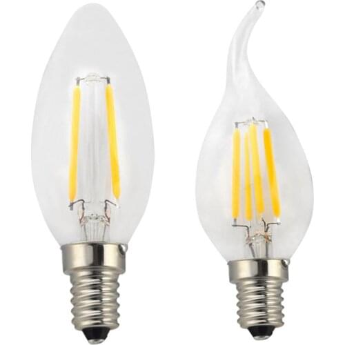 Dimmable LED Lamp C35 C35L Candle Bulb E14 4W 8W 12W 220V Retro Antique Glass Edison bulb Vintage Led Filament Light 360 Degree
