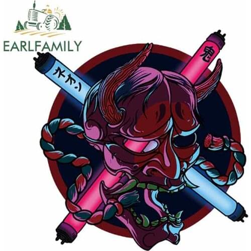 EARLFAMILY 30cm x 30cm for Japanese Ghost Car Stickers Fine Neon Oni Waterproof Vinyl Decals JDM Camper Car Assessoires