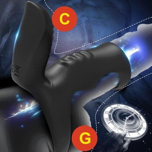 Electric Fun Ring Vibrator Male Penis Massager Ring Lock Ring Vibrator Adult Sex Toys For Men Chastity Belt Prostate Stimulato