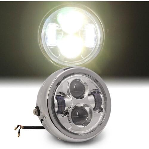 6.5" Motorcycle LED Projection Retro Cafe Racer Headlight High Low Beam For Harley Bobber Choppers Custom Honda Yamaha