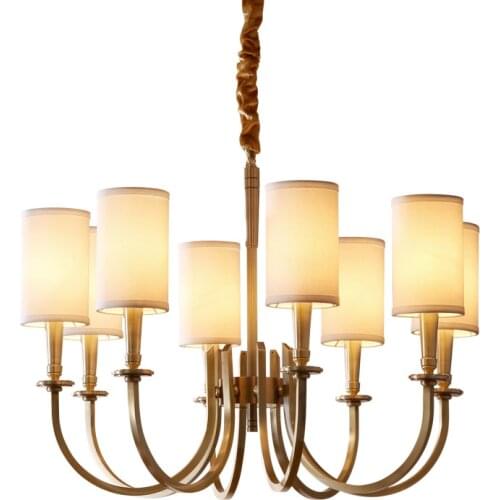 France Restaurant light Gold Chandelier Lighting with lamp shade Modern Living room large chandelier LED Ceiling Chandelier