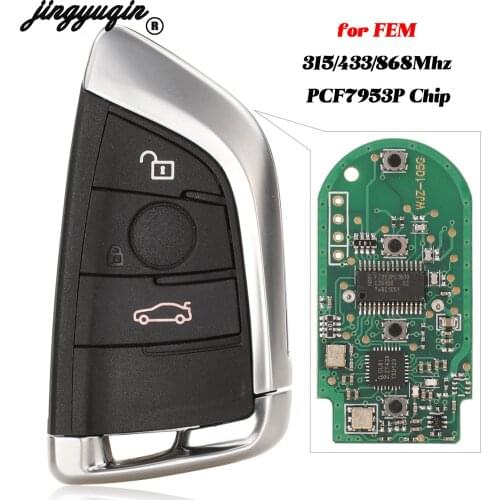 Jingyuqin 3 Buttons 315/868Mhz PCF7953P Chip Smart Remote Car Key Fob For BMW 1 2 3 4 5 6 7 Series X3 M2 Promixity Replacement