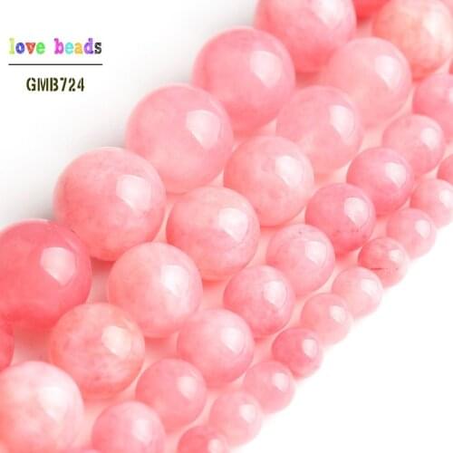 4mm 6mm 8mm 10mm Light Red Pink Angelite Quartzs Stone Round Beads for Jewelry Making 15'' Strand