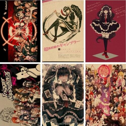 Danganronpa Anime Retro Wall Art Picture for Kids Poster Motivational Black White Print Minimal Canvas Painting Home Decoration