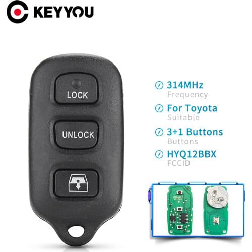 KEYYOU 10pcs 3/4 Buttons Remote Car Key For Toyota Celica Echo FJ Cruiser Highlander Prius RAV4 Tacoma Yaris 314.4Mhz HYQ12BBX