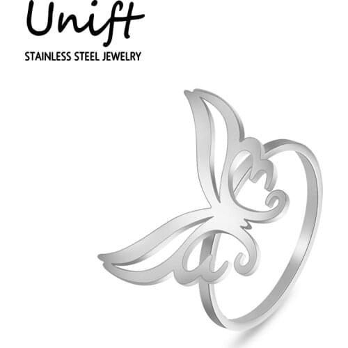 Unift Butterfly Wings Stainless Steel Ring for Women Aesthetic Bague Anniversary Gift Anillos Jewelry Fashion Cute Bijoux Femme