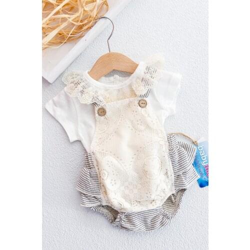 Laced Strapped Double Baby Girl Body Jumpsuit Salopet Set
