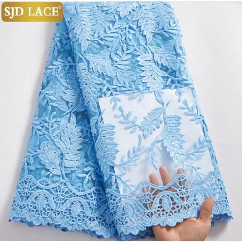 SJD LACE Bridal Materials Sewing African Lace Fabric With Sequins French Tulle Lace Fabric 2021New Arrivals Milk Silk Sew A2558