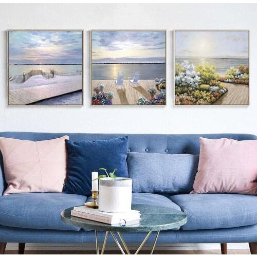 Seaside scenery sailboat sunset sunrise Nordic instagram style decoration Picture Canvas Wall Art Poster Unframed Painting