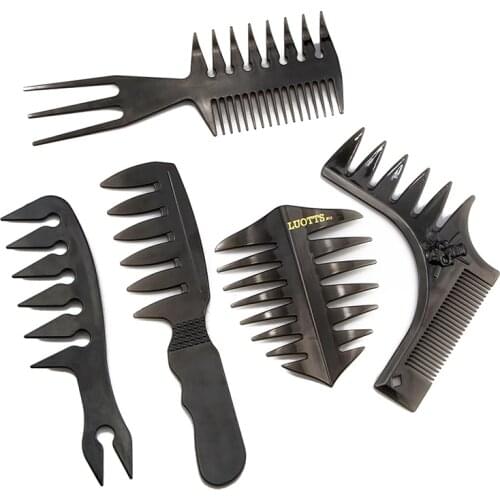 Men Retro Oil Head Comb Big Teeth Detangling Curly Hair Comb Barber Shop Hairdressing Wide Teeth Comb Hair Styling Oil Head Comb