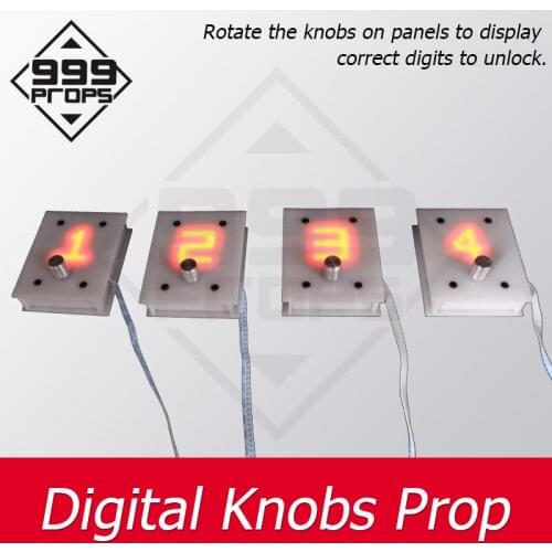 Room escape prop number combination key prop rotate each knobs to right number to open magnet lock adventure game props
