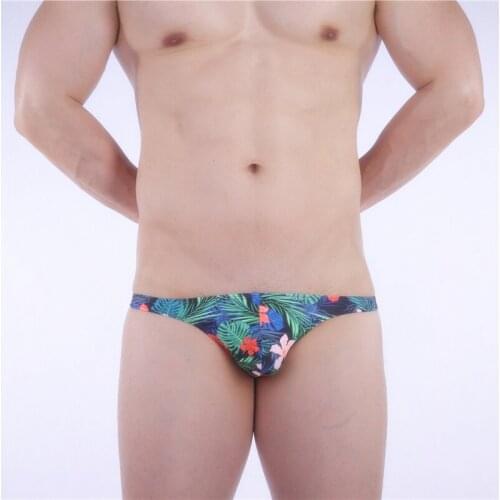 New Printed Low Waist Briefs Sexy Gay Swimwear Bikini Swimming Trunks Swimsuit Tanga Pouch Bathing Suit beach Shorts Thong 115