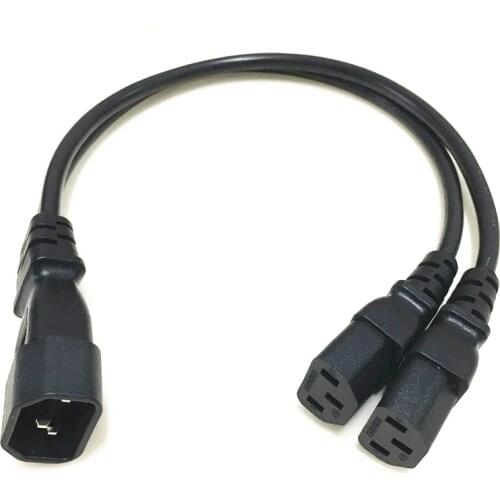 Wholesale 1pcs Single C14 to Dual C13 5-13R Short Power Y Type Splitter Adapter Cable Cord 30cm