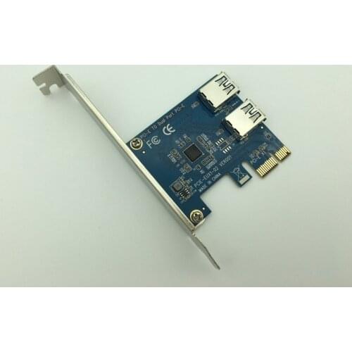 PCI-E PCI Express 1x to 16x Slots Riser Card 1 to 2 Dual Port USB 3.0 Extender Convert Card HUB Adapter for Bitcoin Miner Mining