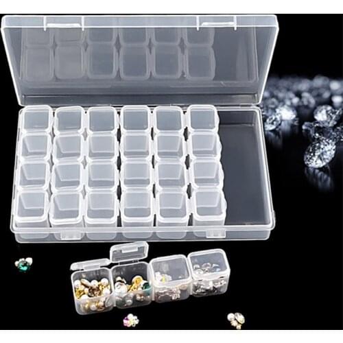 28 Slots Adjustable Plastic Storage Box Storage Box box for jewelry Diamond Embroidery Craft Bead Pill Storage Tool