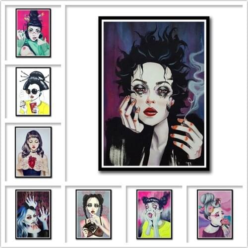 Various Modern Individual Girls Good Quality Painting Coated Poster White Paper For Home Bar Wall Decor Frameless
