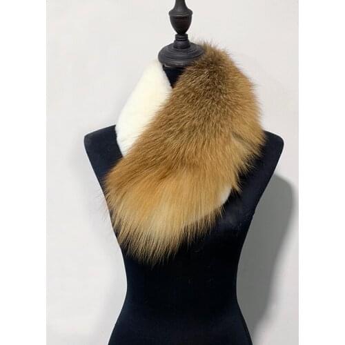 Rf0233 Womans Real Fur Scarf Fox Fur with Rex Rabbit Fur Short Scarves Natural Fur Winter Scarf for Ladies