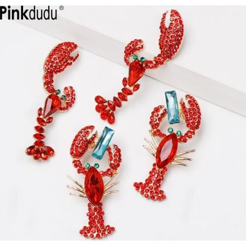Pinkdudu Earrings Bohemian Multicolor Animal Lobster Shaped Crystal Dangle Earrings Statement Jewelry Drop Earrings OG009