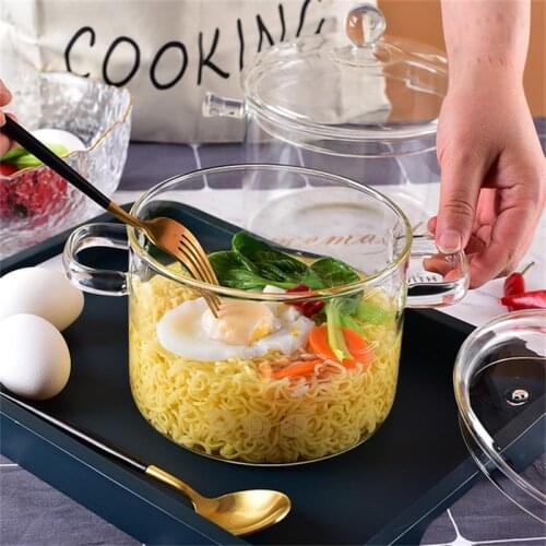 Clear Glass Soup Pot Transparent Glasses Bowl Household Heat-resistant Porridge Pot Kitchenware Cooking Tools Cook Utensil 1.5L