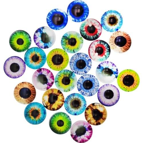 Julie Wang 6-30mm In Pairs Glass Eyes Cabochons Random Mixed Round Pupil Dragon Cat Eyes Flat Back Jewelry Making Accessory