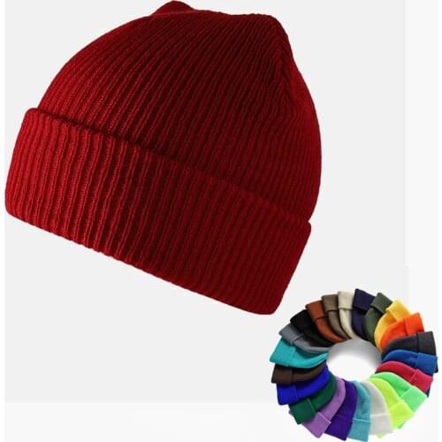 Unisex Winter Beanie Ribbed Knit Cap Men Solid Color Baggy Retro Ski Outdoor Soft Warm Clearance Hat Slouchy Cap Female Beanie