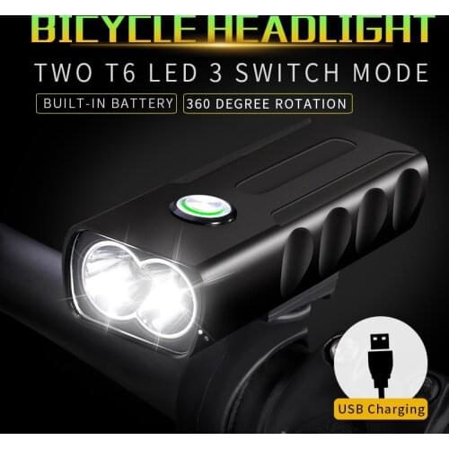 Bike Light Mountain Bike Light 2 * T6 Flashlight Night Riding Super Bright Front Light Rechargeable Glare Riding Equipment USB C