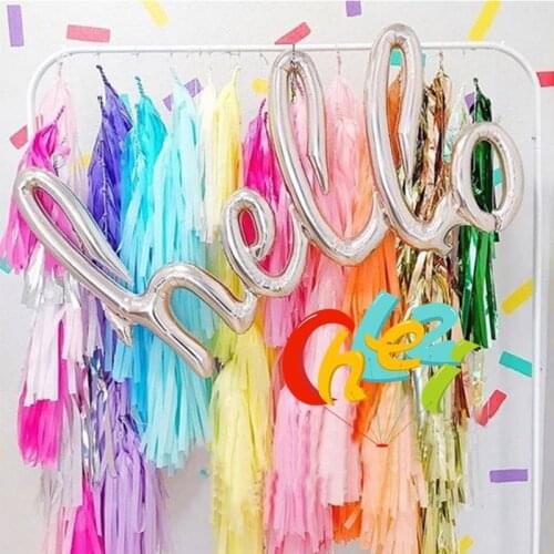 1pcs Large Letters hello party Script Balloon Baby Shower Decorations Hello World Hello Baby Decor Smash Cake Photo Prop Balloon