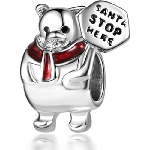 1Pcs New Cute Alphabet Bear Pendant DIY Beads Suitable for Original Pandora Charm Bracelet Ladies Jewelry Making Gifts