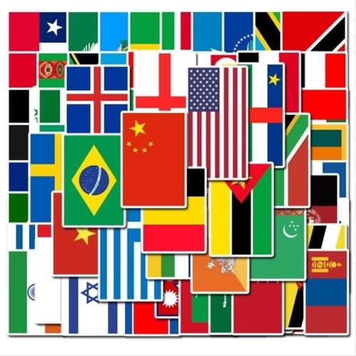 10/100 PCS Countries National Flag Sticker Toys for Children Soccer Football Fans Decal Scrapbooking Travel case Laptop Stickers