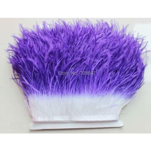 10meters/lot!5-6inches 12-15cm wide TWO TONE OSTRICH Fringe,Dark Purple+White colour ,Ombre Dyed Ostrich Fringe,Feather Lace