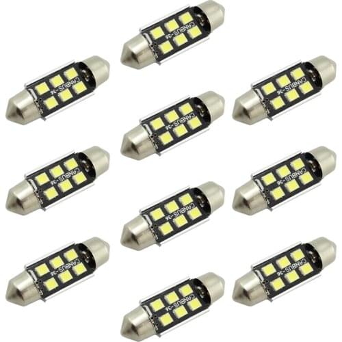10Pcs 31/36/39/41mm C5W Festoon LED Bulbs For Car Interior Dome Map Reading Light License Plate Auto Lamp CANBUS Errpr Free 12V