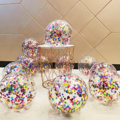 10pcs Star Confetti Balloon Metallic Confetti Latex Transparent Ballon Baby Shower Birthday Party Wedding Decoration Ball Globos
