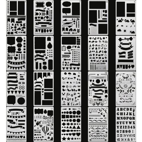 20 Pcs Layering Stencils for Scrapbooking/Photo Album Stamps Embossing DIY Template Letter Stencil para pintura em parede