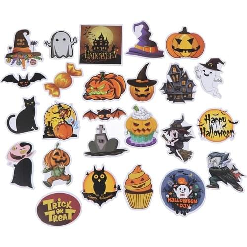 25PCS Happy Halloween Cute Kawaii Halloween Stickers Funny Decorative Stickers Scrapbooking DIY Craft Photo Albums