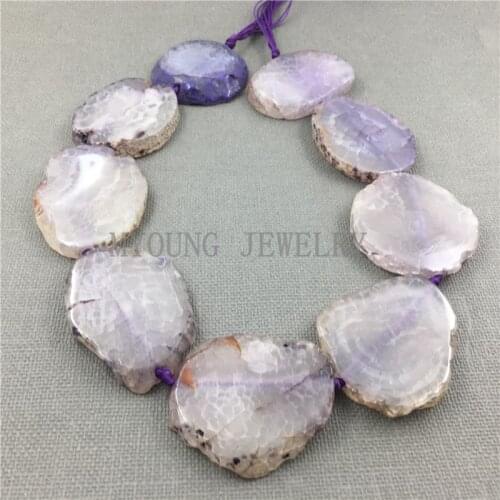 Freeform Purple dragon vein agates Slab Slice Loose Beads,Cut Slab Sliced Achate Beads For Jewelry Making 15.5" strand MY1039
