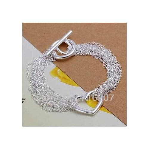 H066 Free Shipping Silver Bracelet Fashion Jewelry Bracelet Network Heart Bracelet aqra jhya