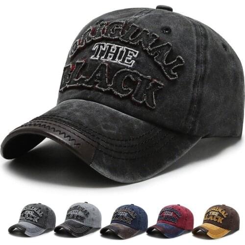 Hot Retro Washed Baseball Cap Fitted Cap Snapback Hat For Men Bone Women Gorras Casual Casquette Letter Black Cap