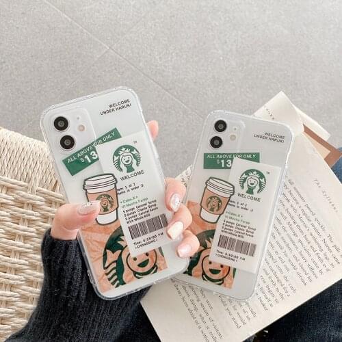 Fashion casual coffee label Soft silicon Phone Case For apple iPhone 7 8 Plus X XS XR MAX 10 11 Pro 12 MiNi SE Transparent cover
