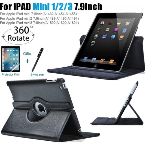 7.9" For iPad Mini Case 360 Degrees Rotating Flip PU Leather Case Cover For iPad Mini 1 2 3 Stand Cases Smart Tablet Cover Funda