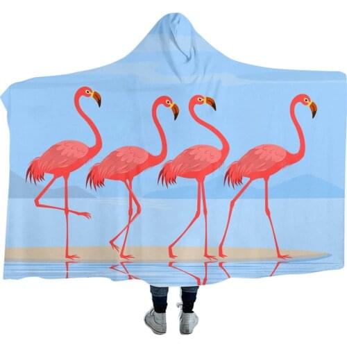 Colorful Flamingo 3D Digital Printing Hooded Blanket Cloak Thickened Wholesale To Map Customization Blankets for Beds
