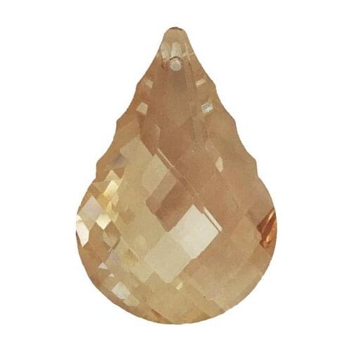 Garland Parts 38mm 100pcs Gold Peach Suncatcher Glass Crystal Pendants For Chandelier Prism Feng Shui Hanging Drops Decoration