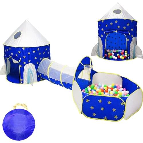 Kids Tent House Play Toys Tunnel Crawling Playhouse Castle Portable Children Ocean Ball Pool Pit Baby Folded Indoor Outdoor Game