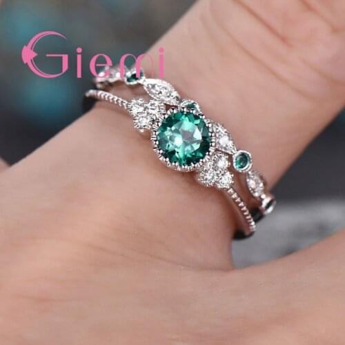 3 Colors Exquisite CZ Stone Double Ring Romantic 925 Sterling Silver Wedding Band Rings For Engagement Anniversary Jewelry