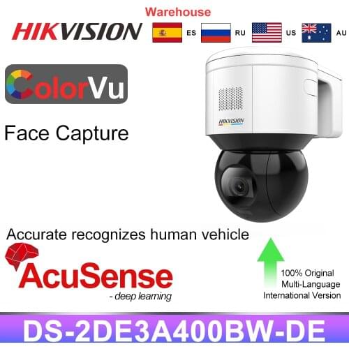 Hikvision PTZ ColorVu 4MP Mini IP Camera DS-2DE3A400BW-DE HD POE H.265+ AcuSense Built-in Microphone & Speaker Face Capture